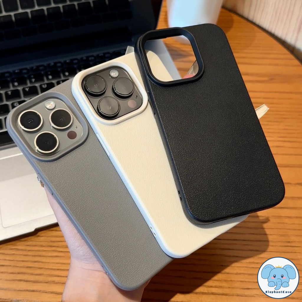 เคสไอโฟน11 สำหรับ IPhone XR 7Plus 16 15 11 13 12 14 Pro Max 7 8 14 15 Plus XS X Max เคส TPU หนังเนื้อแข็งสีพื้นแฟชั่น