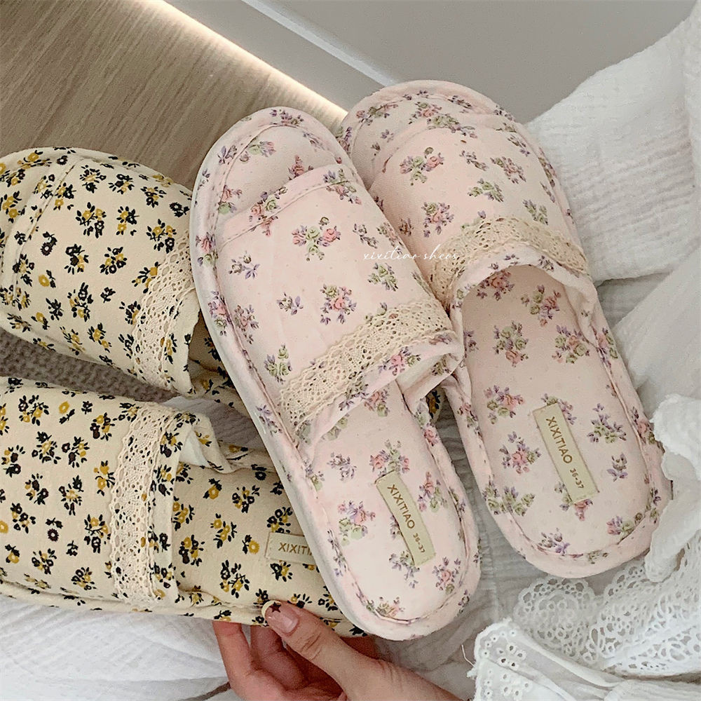 Xixtiao Four Seasons Universal Retro Floral Cotton Linen รองเท้าแตะสุภาพสตรี Sweet Home สบาย - รูปที่ 2