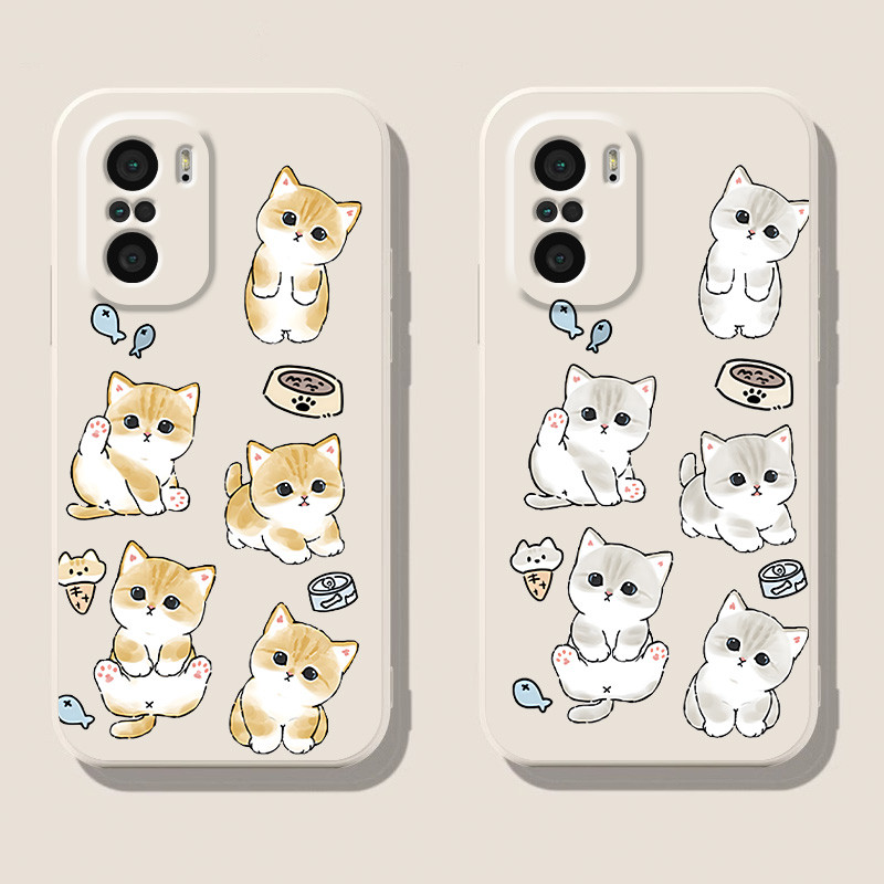 แมวหวาน เคสสําหรับ xiaomi poco f3/gt,f4,f5/pro,m5,m4/pro,m3,m2,x3/pro/gt,x4,x5,x7,YB5) ฝาครอบซิลิโคน