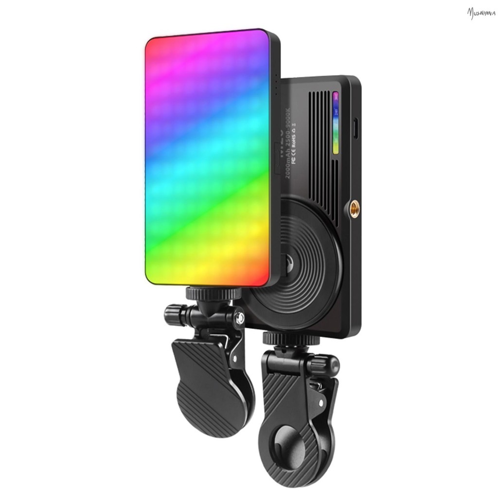 แม่เหล็ก RGB Video Light กระเป๋า LED เติมแสง 2500K-9000K หรี่แสงได้ 22 ฉากแสงเอฟเฟกต์การถ่ายภาพวิดีโอโคมไฟ Muswn-1