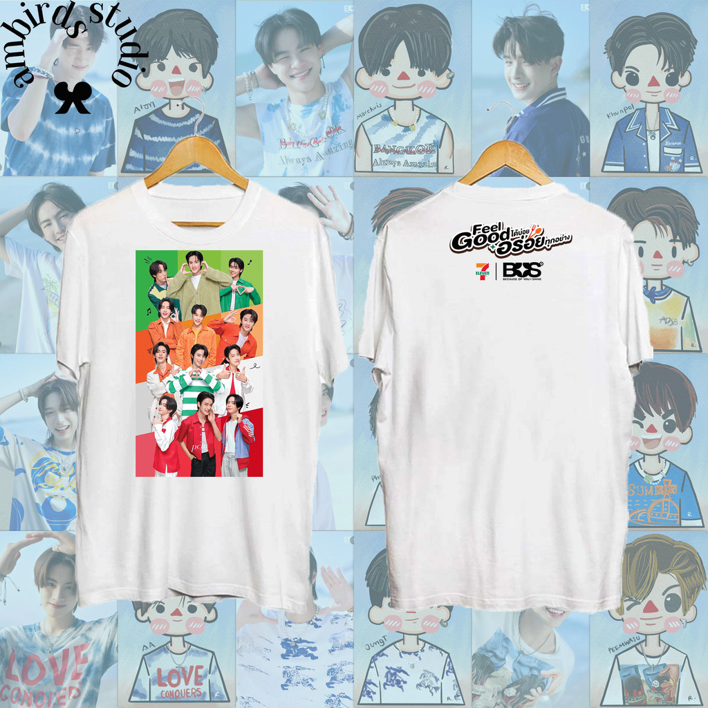 Ambirds &BUS 7-eleven Because of you i shine💘 &27 ใส่ได้ทั้งชายและหญิง ายหลวมพอดีระบายอากาศได้ดีล้าง