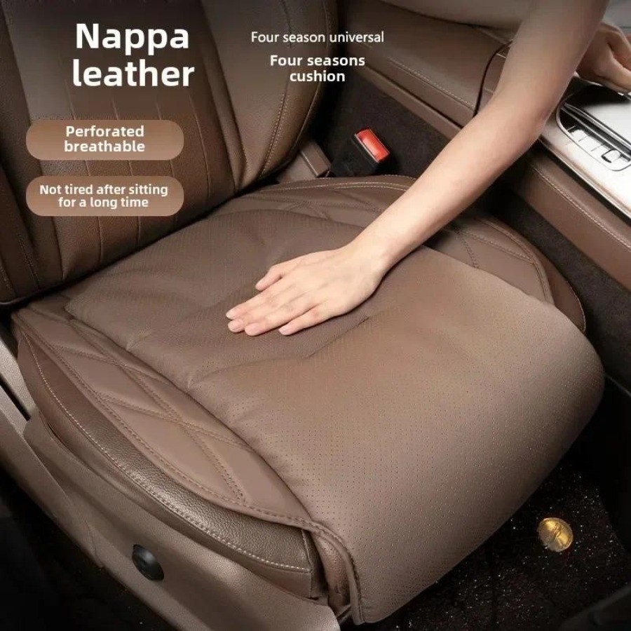 เบาะหนังแท้ Nappa Car Seat Cover|Universal Car Breathable Seat Cover| สีทึบป้องกันเบาะ