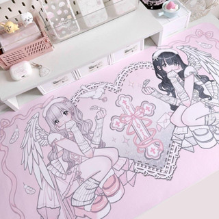 แผ่นรองเมาส์สาวอนิเมะน่ารักและแผ่นรองโต๊ะ (90x40ซม.) ฐานยางป…