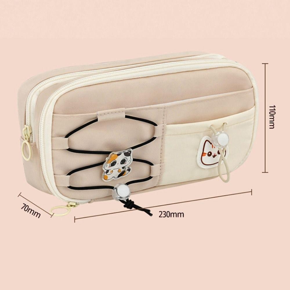 ปากกา ดินสอ ,ความจุขนาดใหญ่หลายชั้นปากกากระเป๋า,ที่มีคุณภาพสูงพาร์ทิชันการจัดเก็บแมวดํา เชือกรูด ออกแบบเครื่องเขียนออแกไนเซอร์ของขวัญนักเรี