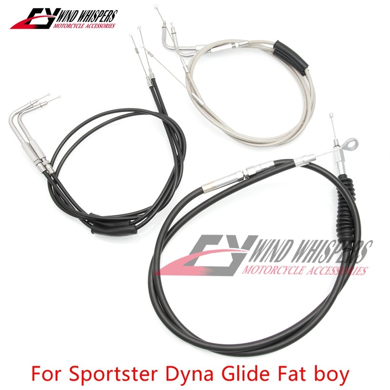 90-150 ซม.รถจักรยานยนต์สายคันเร่งคลัทช์ลวดเหล็กสําหรับ Harley Iron XL 883 1200 Dyna Fat Boy Electra Glide Road King