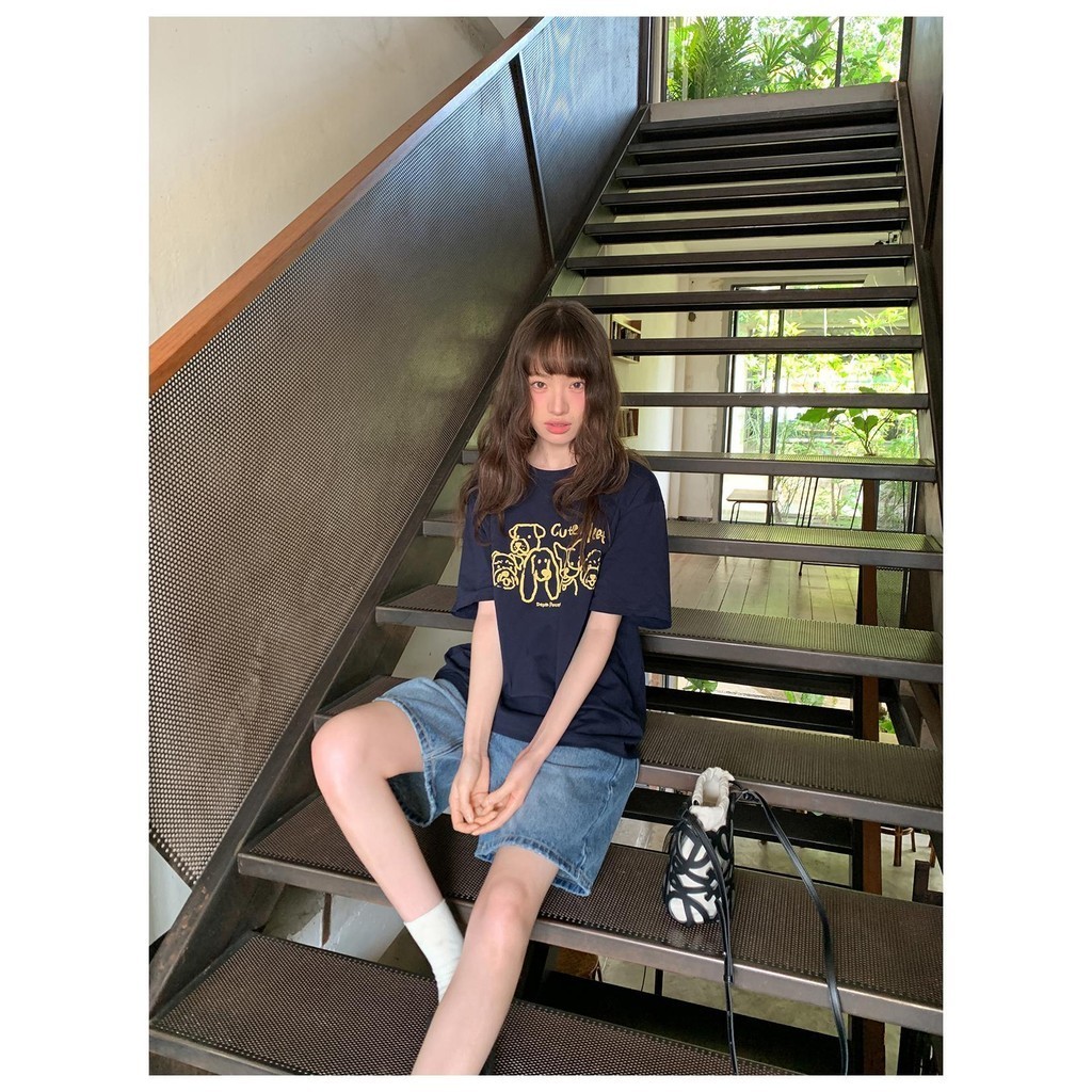 TeeTwoOne summer shirt "Cute meet" พิมพ์ลาย ผ้าCOTTON โคตรนุ่ม OVERSIZE เสื้อคอกลม เสื้อยืดผู้หญิง
