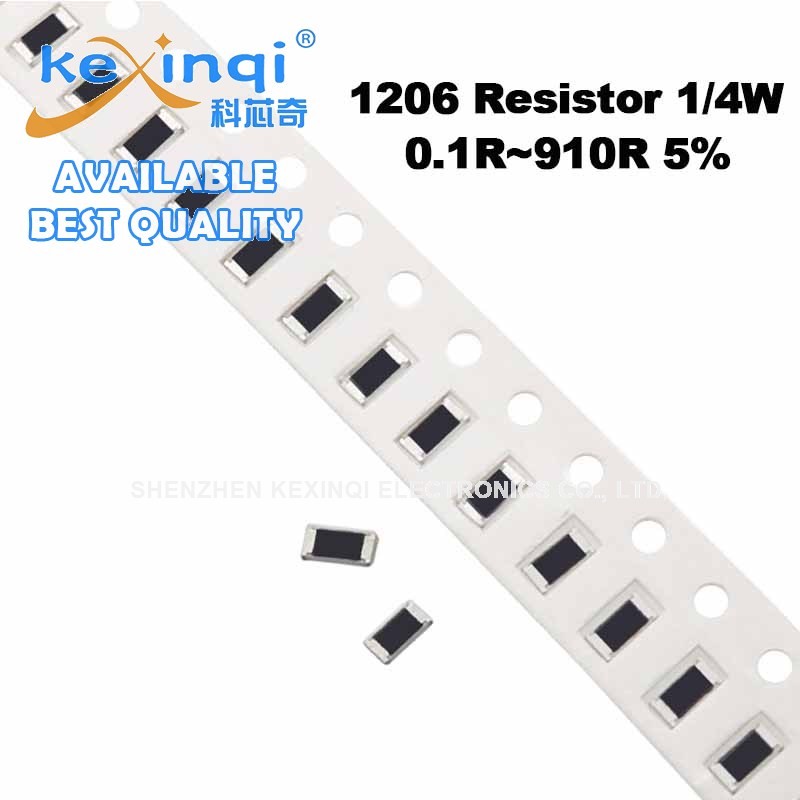 (100 ชิ้น) 1206 ตัวต้านทาน SMD 5% 1/4W 0.1R 910R 0.22R 0.24R 0.33R 0.36R 0.47R 0R 1R 2.7R 3.3R 4.7R 6.8R 10R 33R 47R 22R 100R 220R 470R ohmser