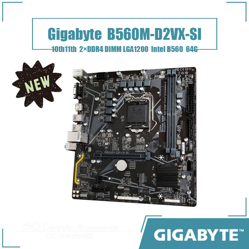 [ใหม่] เมนบอร์ด Gigabyte B560M-D2VX-SI Intel B560 64GB 2DDR4 DIMM LGA 1200 เมนบอร์ดเดสก์ท็อป