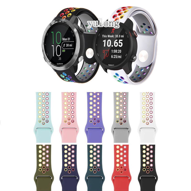 สายรัดซิลิโคนอ่อนสำหรับ Garmin Forerunner 265 255 245 245M 645 645M 55 158 165 ดนตรีกีฬาสร้อยข้อมือที่หายใจ