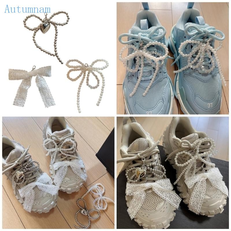 AUTU หวานลูกปัดลูกไม้ดอกไม้รองเท้า Charm น่ารักรองเท้าตกแต่ง Shoelaces Charm