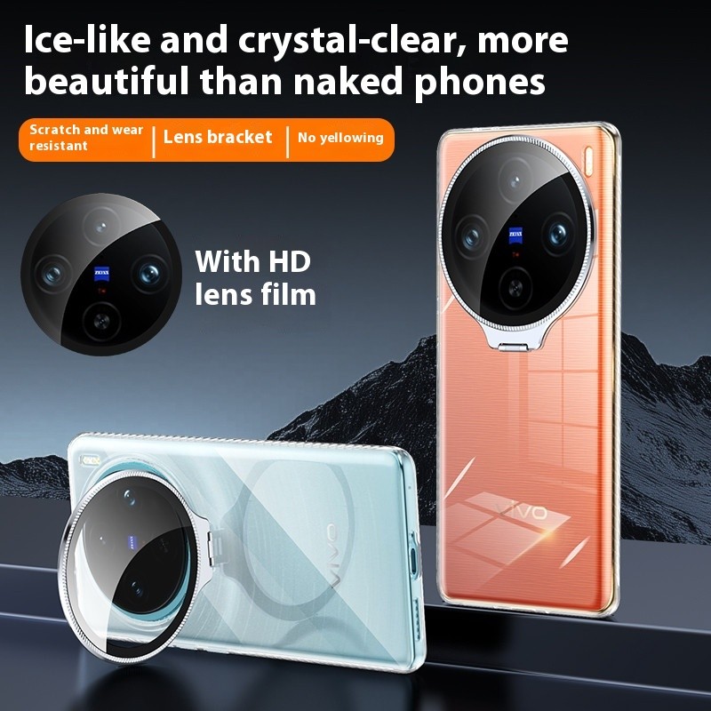 หรูหราคริสตัลน้ําแข็งเลนส์โปร่งใสป้องกันที่มองไม่เห็นสําหรับVIVO X200 Ultra X200 Pro X200 Pro Mini X100 Ultra X100 Pro X100 SProกันกระแทกAnti-Slip Hardปกหลัง