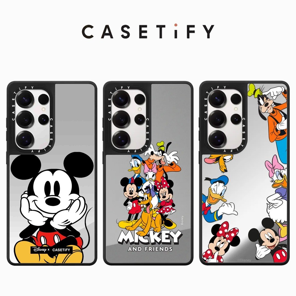 Mickey Family Mirror Case สําหรับ Samsung S25 24 23 UItra S25 24 Plus กันกระแทกป้องกัน Hard Casing