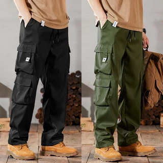 M-4XL ผู้ชาย Overalls กระเป๋าตกแต่งกางเกงผู้ชายเวอร์ชั่นเกาหลีฤดูร้อนแฟชั่นกางเกงขายาวผู้ชาย