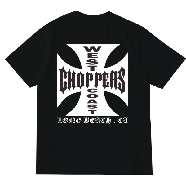 West Coast Choppers Long Beach CA T-Shirt สำหรับผู้ชาย ทำจากฝ้ายที่ระบายอากาศได้ดี มีการออกแบบวงกลมร