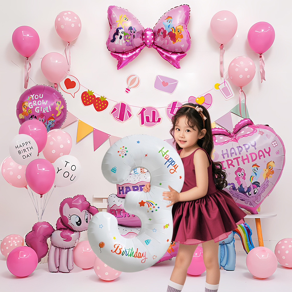 My Little Pony ลูกโป่งชุดเด็กเด็กผู้หญิงเด็กตกแต่งงานเลี้ยงวันเกิดตกแต่งพื้นหลังผนัง High-End บรรยากาศ Props