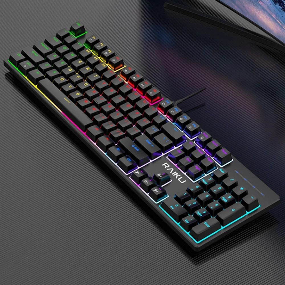 คีย์บอร์ดเกมมิ่ง GORG RAID L3000 มีไฟ 104 คีย์ สวิตช์สีน้ำเงิน thumbnail 6