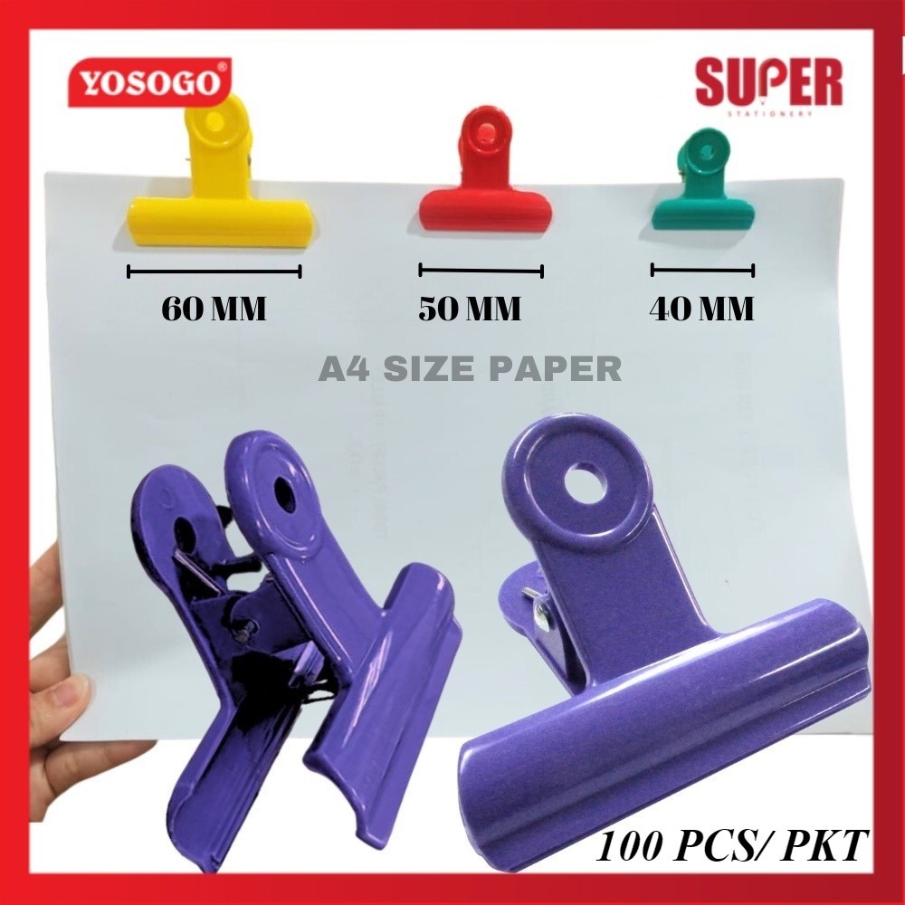 [เครื่องเขียนสุดๆ] Yosogo Klip Plastic (100 ชิ้น) Klip Serbaguna 40 มม./50 มม./60 มม.คลิปพลาสติกคลิปหนีบกระดาษอเนกประสงค์