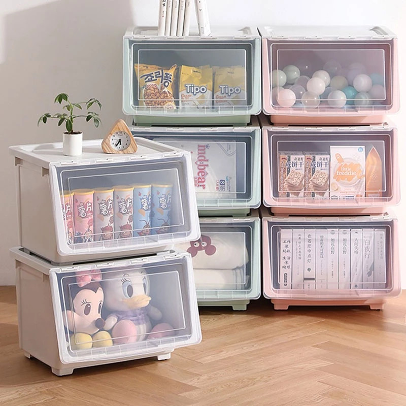 [COD]🚛24Hการจัดส่งที่รวดเร็ว🚀🚀 กล่องพลาสติก กล่องเก็บของ อเนกประสงค์ มีฝาเปิดหน้า กันฝุ่นและกันน้ำ กล่องฝาหน้า