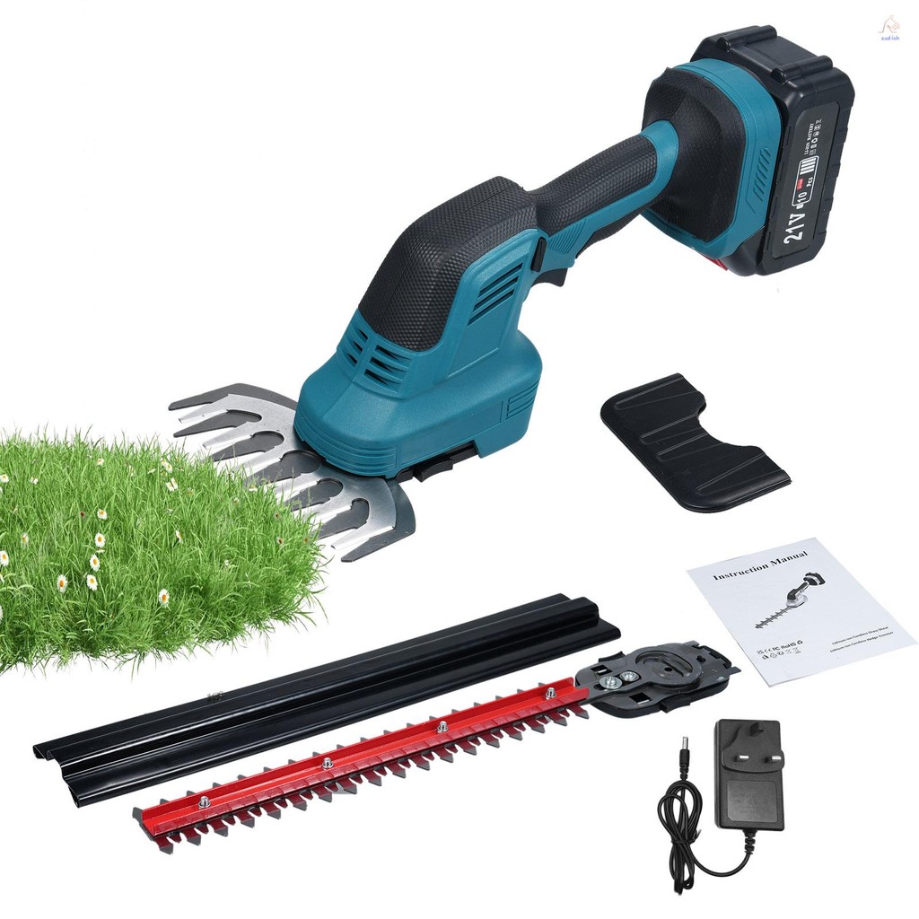 2-in-1 Hedge Trimmer & กรรไกรหญ้า 21V ไม้พุ่มไฟฟ้า Trimmer มือถือเครื่องตัดหญ้าน้ําหนักเบา Hedge Cli