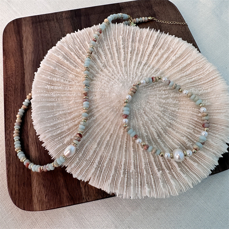 [มีในสต็อก] สีอ่อนหรูหราหินธรรมชาติ dopamine คอไม้