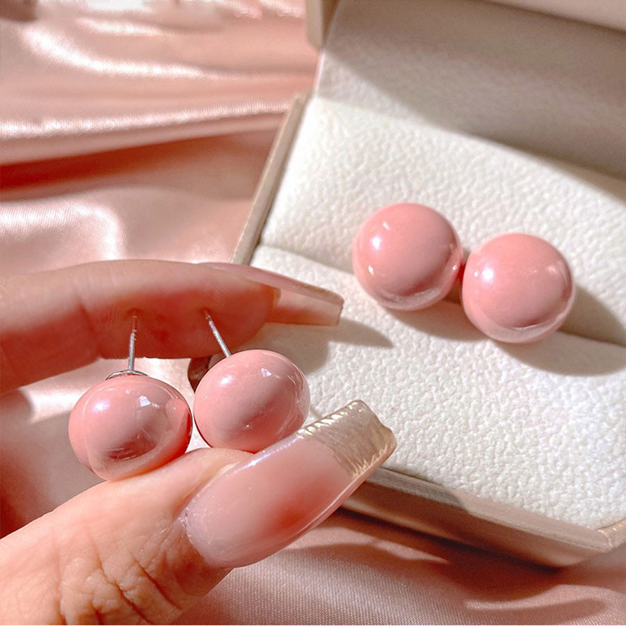 ต่างหูมุกสีชมพูต่างหูอารมณ์ระดับไฮเอนด์การออกแบบเฉพาะต่างหูสไตล์ใหม่