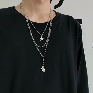 พร้อมส่ง สร้อยคอ ได้3เส้น สไตล์แร๊ปเปอร์ เครื่องประดับ แฟชั่น สไตล์ Y2k N189