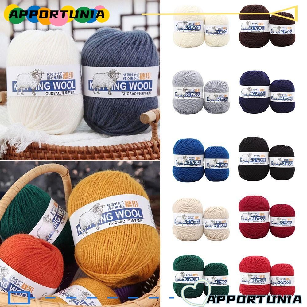 Apportunia เส้นด้ายผสมขนสัตว์, เส้นด้ายขนสัตว์ 4 เส้นสีทึบ, ผ้าพันคอถักโครเชต์หนา
