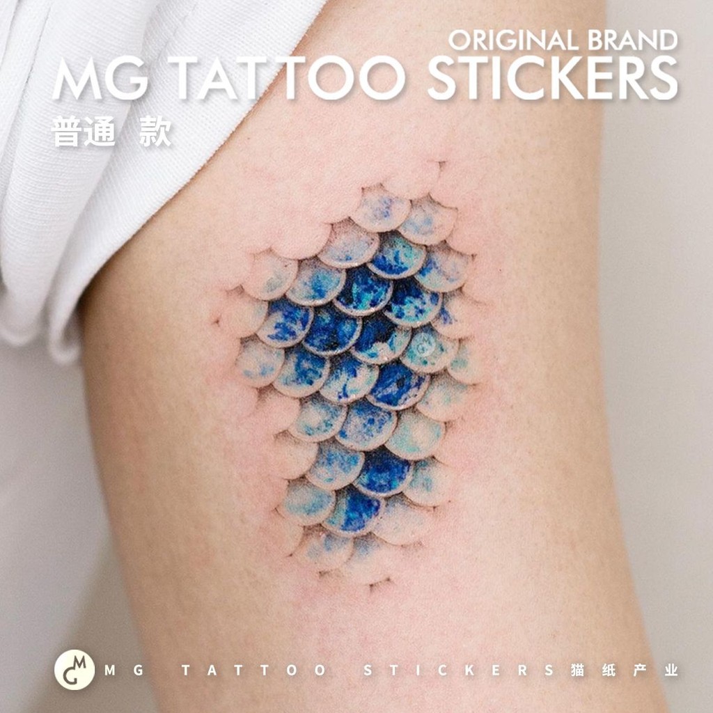 [Meow.sensei] MG TATTOO ลูกสาวของทะเลความงามของนางเงือกที่สวยงามเกล็ดเพชรสีน้ำเงินรอยสักมหาสมุทรที่สวยงามและโรแมนติก