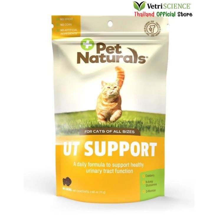 UT SUPPORT นิ่ว ระบบทางเดินปัสสาวะ 60 ชิ้น แมว แมวฉี่ไม่ออก CRANBERRY URINARY CAT PET NATURALS