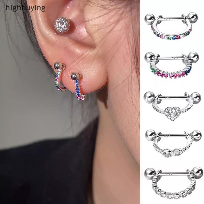 [ซื้อสูง] 1 ชิ้นแฟชั่น U-รูป Helix ต่างหูเพทายสีสันสดใสสําหรับผู้หญิงสาว Hypoallergenic ต่างหูสําหรับ Hoop ต่างหูใหม่สต็อก