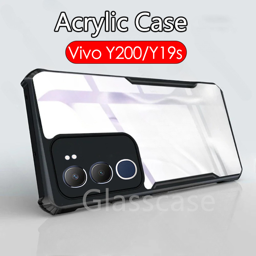 ปลอกสําหรับ Vivo Y200 Y100 Y19s Y17s Y 200 Y 100 Y 19s Y 17s VivoY200 VivoY19s 4G 5G 2024 อะคริลิคล้างเคสโทรศัพท์กันกระแทกถุงลมนิรภัยกรณีป้องกันเลนส์กันชนปกหลัง