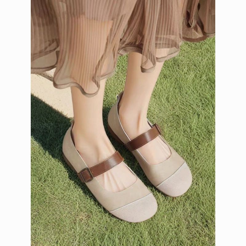 รองเท้าหนังขนาดเล็ก Soft-Soled Peas รองเท้า Anti-Slip Slip-On เวอร์ชั่นเกาหลี Baotou