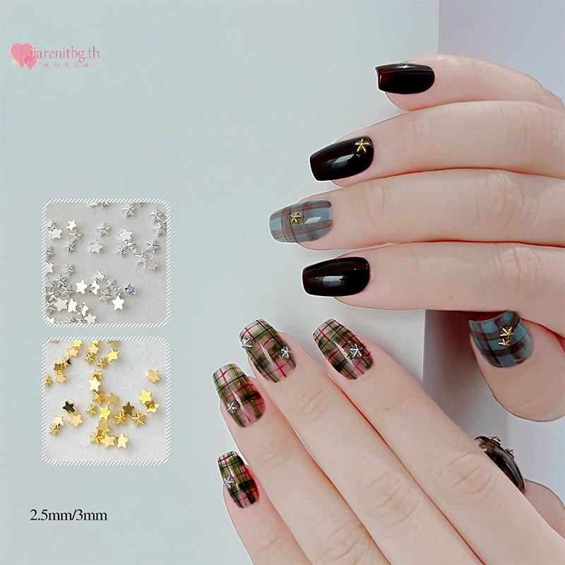 RENBG 100 ชิ้น Star เล็บผสมขนาดสาวเล็บ Charm ตกแต่งเล็บ DIY Accessorie Stereoscopic TH