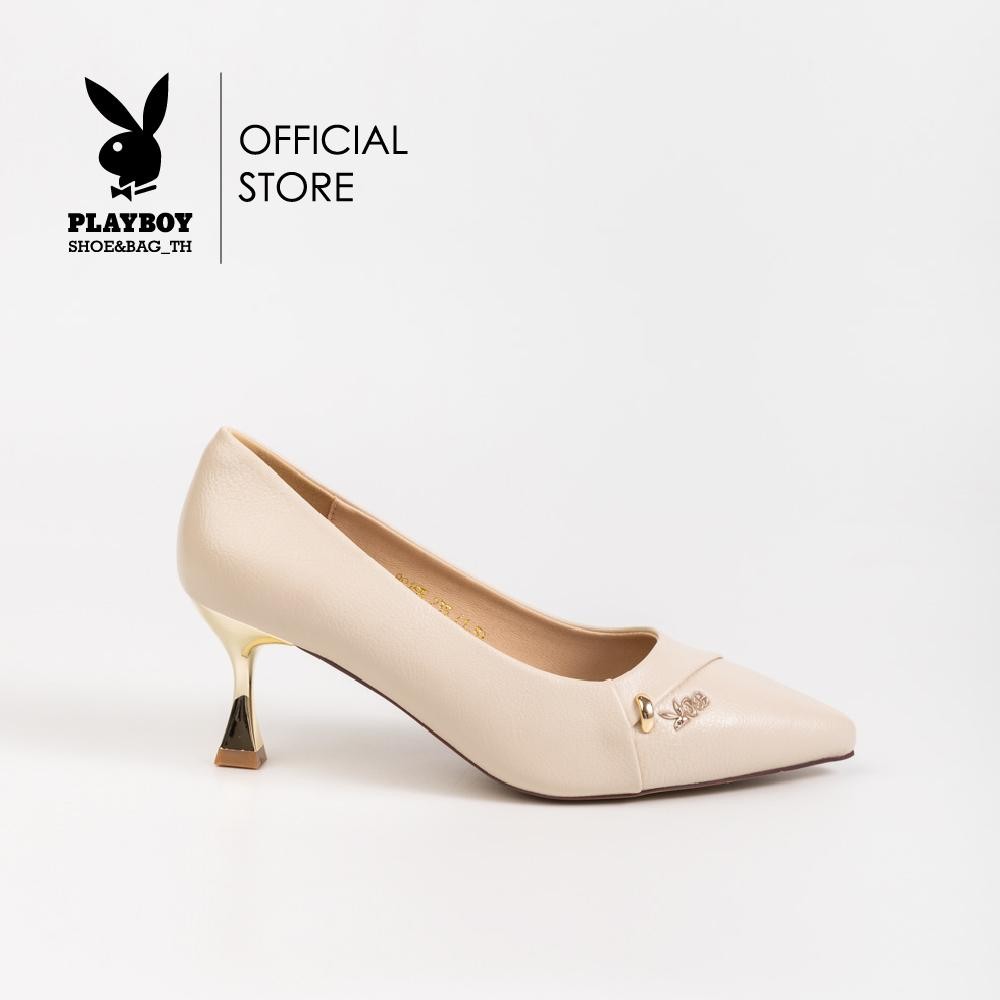 PLAYBOY รองเท้าส้นสูงผู้หญิง รหัสST-H243C1188 ดีไซน์รองเท้าส้นสูงแบบ Stilettos มี2สี สีดำและสีครีม