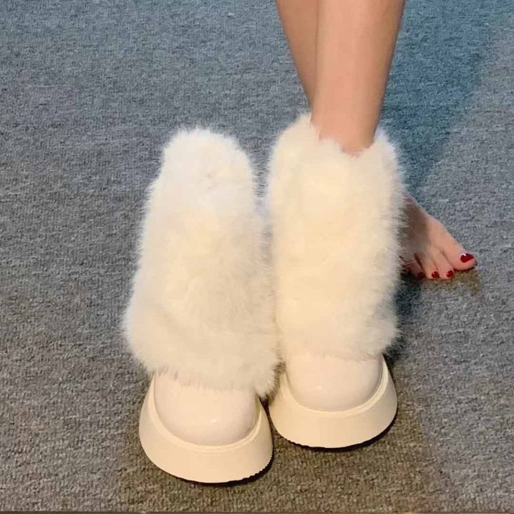 เทรนด์ รองเท้าบูทยาว รองเท้าบูท Covered Soft Sole Student เวอร์ชั่นเกาหลี