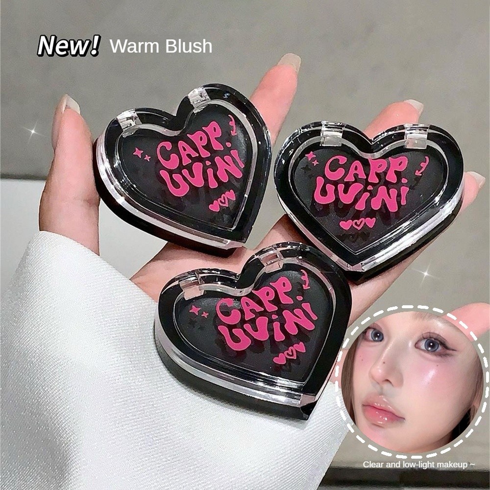 Cappuvini Temperature Change Blusher Delicate Texture Natural Color Rendering Heart-shaped Eyes Face Multi Purpose Blush Cream [TOP] บลัชออนเปลี่ยนสีตามอุณหภูมิ เนื้อเนียนละเอียด ให้สีธรรมชาติ แต่งแต้มดวงตาเป็นรูปหัวใจ มอบผิวสวยสมบูรณ์แบบ