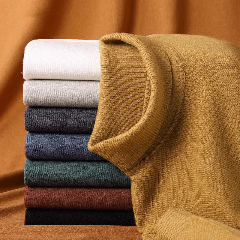 ถักเสื้อ bottoming ผู้ชายคอเต่าความร้อนฤดูใบไม้ร่วงและฤดูหนาวใหม่สบายๆเสื้อกันหนาวสีทึบสวมใส่ภายใน