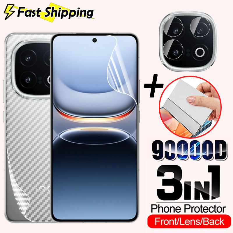 3in1 สําหรับ Vivo iQOO 13 12 iQOO13 iQOO12 Pro 5G ป้องกันหน้าจอ Hydrogel ด้านหน้าลายนิ้วมือนุ่มปลดล็