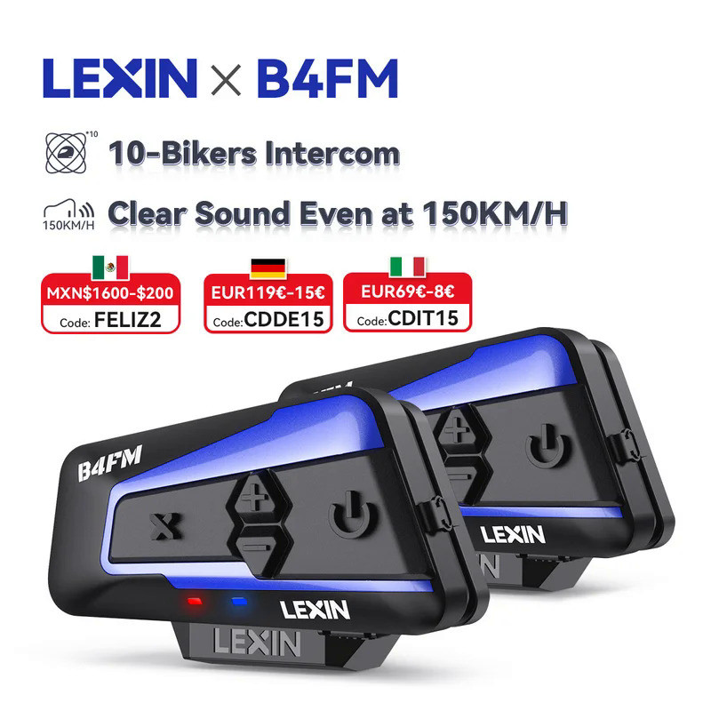 Lexin B4FM-X รถจักรยานยนต์บลูทูธ Intercom Helmet ชุดหูฟัง BT 5.0การสื่อสารไร้สาย Interphone Music Sh