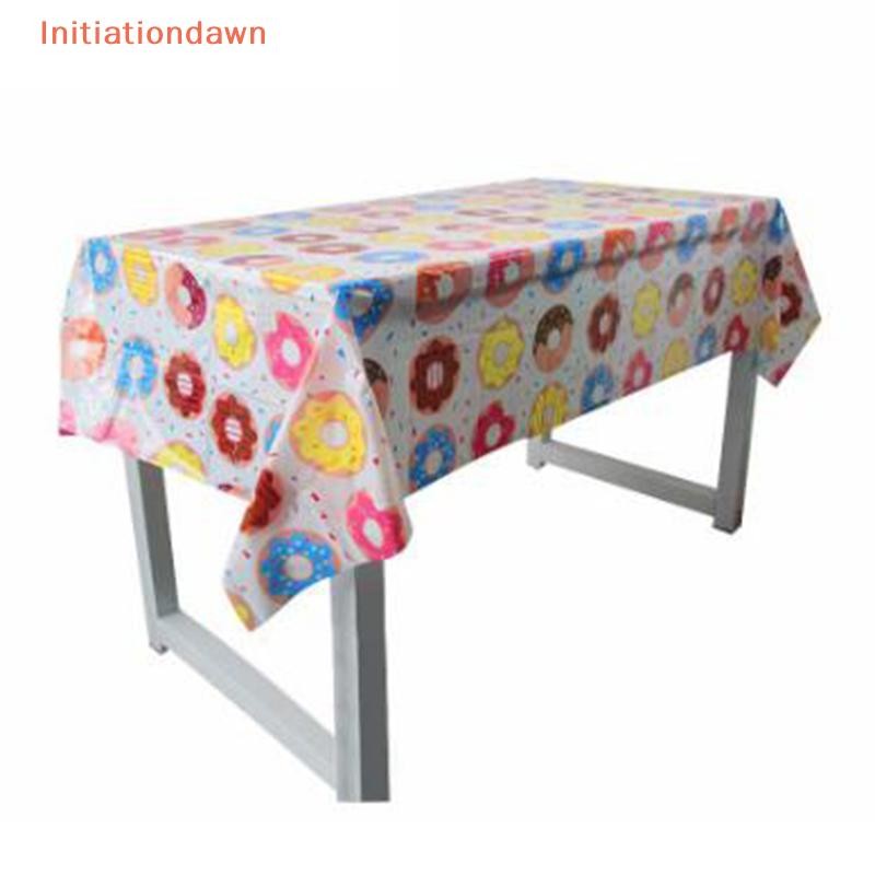 [Initiationdawn] Donut Time ผ้าปูโต๊ะจัดเลี้ยงพลาสติก 110 x180 ซม. 1st Birthday Party ตกแต่ง