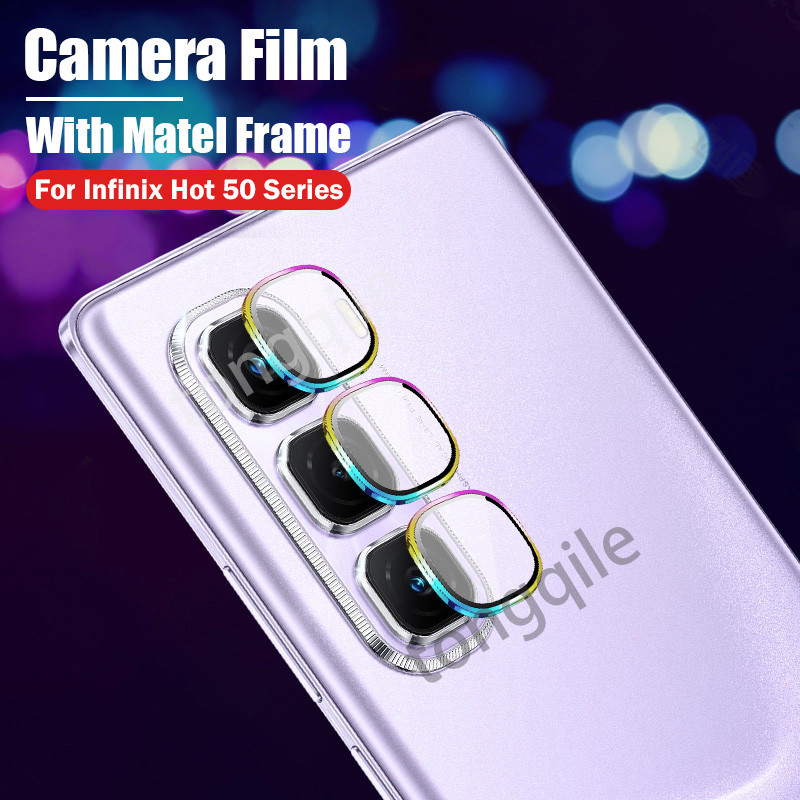 3 in 1 ฟิล์มกล้องสําหรับ Infinix Hot 50 Pro Plus Pro + Hot50 Hot50Pro 5G 4G 2024 แหวนโลหะป้องกัน HD เลนส์ป้องกันฟิล์มกระจกนิรภัยป้องกันรอยขีดข่วน