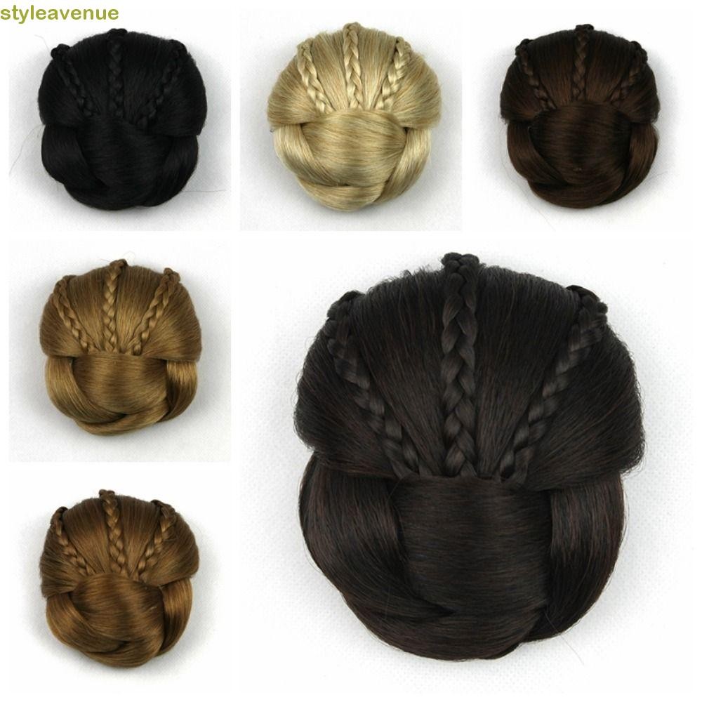 Styleavenue มวยผมปลอม, ธรรมชาติเจ้าสาว Hairpiece ถัก Chignon, เส้นใยทนความร้อนที่มองไม่เห็นต่อผมสังเคราะห์ Hanfu ผม Chignon หญิง