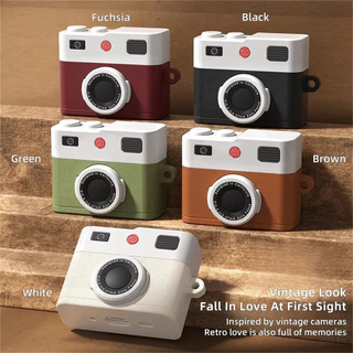 เคสแฟชั่นออกแบบกล้อง เหมาะสําหรับ for airpods 4 เคส 3 Pro 2 ซิลิโคนป้องกันฝาครอบ พร้อมฝาครอบพวงกุญแจ เปลือกกันกระแทก