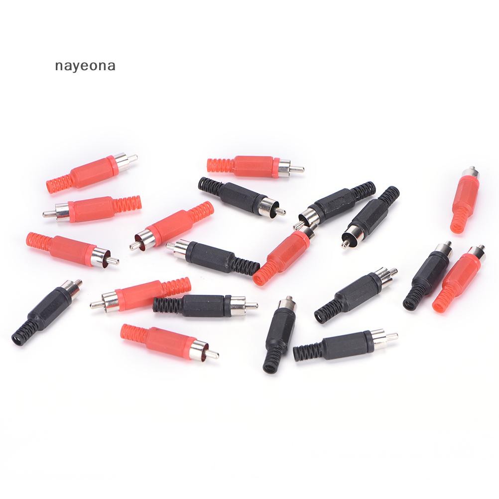 [NAY] 20 ชิ้น Black & Red Solder RCA ปลั๊กชายอะแดปเตอร์เสียงตัวเชื่อมต่อขายร้อน EON