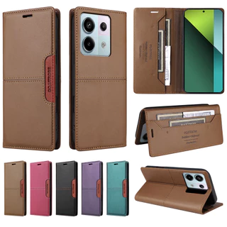 เคส Case for Redmi Note 15 14 13 Pro+ 12 Pro Plus 5G 15C 13C 11 11S 4G เคสโทรศัพท์หนังฝาพับพร้อมช่องใส่บัตรสําหรับ Splice Color PU Faux Leather Flip Cover Magnetic Wallet With Card Slots Soft TPU Shell ซองมือถือ YG01