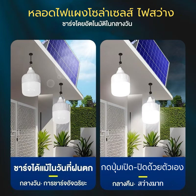 Helloshop ปลีก/ส่ง หลอดไฟโซล่าเซลล์ โซล่าเซลล์ Solar Light หลอดไฟฉุกเฉิน ปรับได้3ระดับ