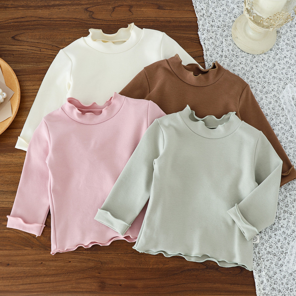 อิน ฤดูใบไม้ร่วงเสื้อผ้าเด็กทารกแรกเกิดสาวย้อนยุคและเรียบง่าย 4 สีผ้าฝ้ายนุ่มแขนยาวด้านบน 1-3 ปี