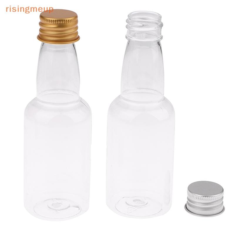 [risingmeup] 10 ชิ้น 50 มิลลิลิตร PET ใสเติมขวดไวน์ขนาดเล็กสําหรับงานแต่งงานขวดเหล้าพร้อมฝาปิดสกรูป้องกันการรั่ว