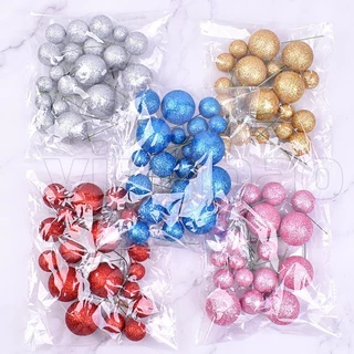 20 ชิ้น/เซ็ต Ball เค้ก Toppers สีชมพูสีขาว Pearl Balls Cupcake Topper ธงคริสต์มาส Gold Silvers ลูกเด็กวันเกิดงานแต่งงานวันวาเลนไทน์ตกแต่ง Baby Shower