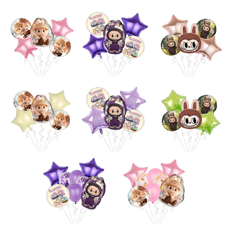 Labubu บอลลูนการ์ตูนฟอยล์อะนิเมะ Labubu ฟอยล์บอลลูนวันเกิดตกแต่งเด็กคลาสสิกของเล่นของขวัญ